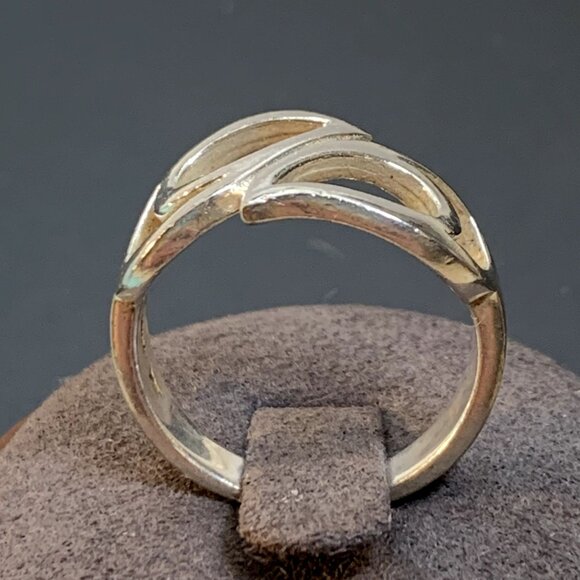 VTG Sterling Silver 925 Double Teardrop Design Bypass Statement Ring Size 8.25 - Picture 3 of 13